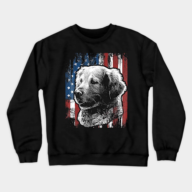 Golden Retriever 4Th Of July American Flag Crewneck Sweatshirt by eldridgejacqueline